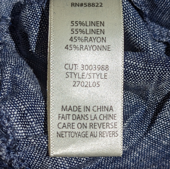 NWT Large Max Studio Blue Easy Wide Leg Linen Pants - Picture 7 of 7